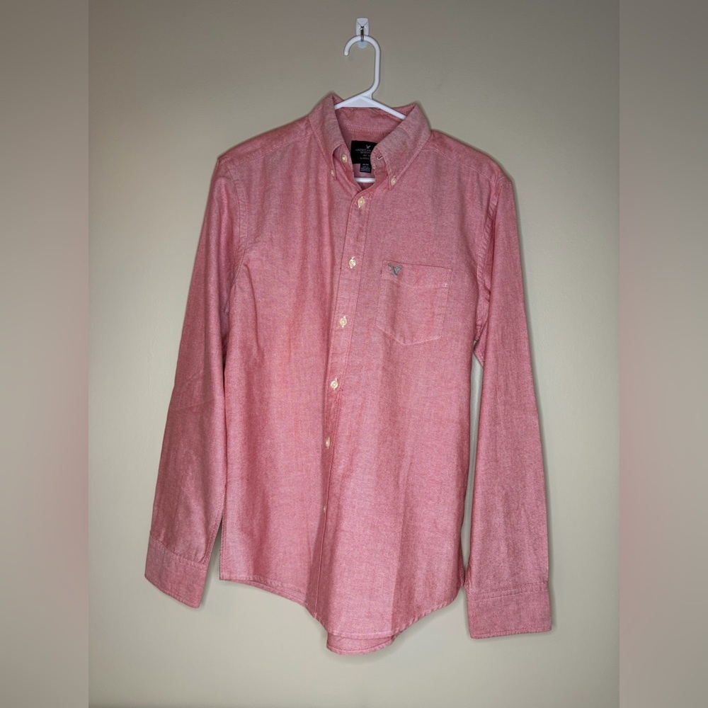 American Eagle Outfitters Men's Casual Pink Shirt
